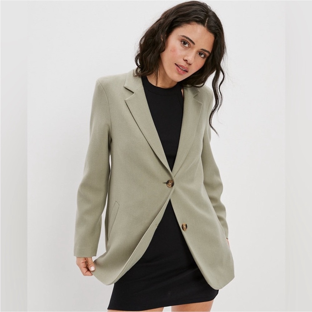 NWT AMERICAN EAGLE AE Solid Blazer‎ OVERSIZED GRE… - image 1